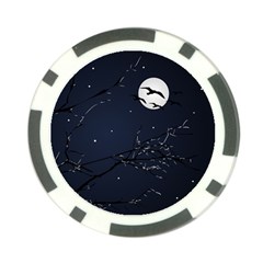 Night Birds And Full Moon Poker Chip by dflcprints