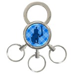 Blue Knight On Plaid 3-Ring Key Chain Front