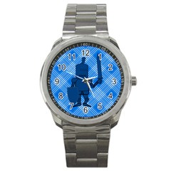 Blue Knight On Plaid Sport Metal Watch by StuffOrSomething