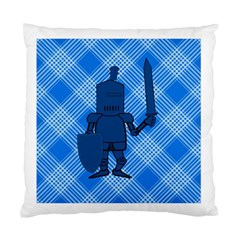 Blue Knight On Plaid Cushion Case (two Sided)  by StuffOrSomething