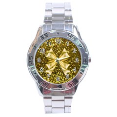 Golden Sequins And Bow Stainless Steel Watch by ElenaIndolfiStyle