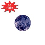 Pink and Blue Morning Frost Fractal 1  Mini Button Magnet (10 pack) Front