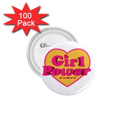 Girl Power Heart Shaped Typographic Design Quote 1 75  Button (100 Pack) by dflcprints