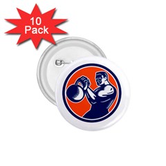 Bodybuilder Lifting Kettlebell Woodcut 1 75  Button (10 Pack) by retrovectors