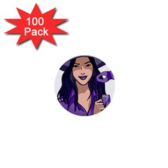 Purple Witch 1  Mini Button (100 Pack) by FunWithFibro