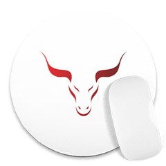 Stylized Symbol Red Bull Icon Design 8  Mouse Pad (round) by rizovdesign