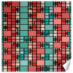 Red And Green Squares Canvas 12  X 12  by LalyLauraFLM