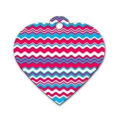 Waves Pattern Dog Tag Heart (two Sides) by LalyLauraFLM