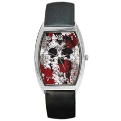 Skull Grunge Graffiti  Tonneau Leather Watch by OCDesignss