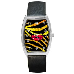 Mouthy Zebra  Tonneau Leather Watch by OCDesignss