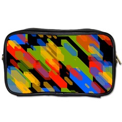 Colorful Shapes On A Black Background Toiletries Bag (one Side) by LalyLauraFLM