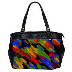 Colorful Shapes On A Black Background Oversize Office Handbag (one Side) by LalyLauraFLM