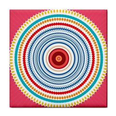 Colorful Round Kaleidoscope Tile Coaster by LalyLauraFLM