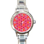 Cute Pretty Elegant Pattern Round Italian Charm Watch Front