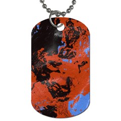 Orange Blue Black Texture Dog Tag (two Sides) by LalyLauraFLM