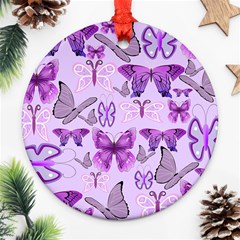 Purple Awareness Butterflies Round Ornament by FunWithFibro