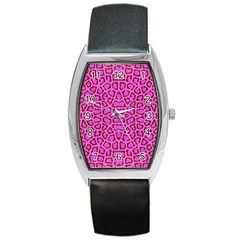 Florescent Pink Animal Print  Tonneau Leather Watch by OCDesignss