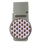 Orange blue honeycomb pattern Money Clip (Round) Front