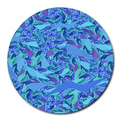 Blue Confetti Storm 8  Mouse Pad (round) by KirstenStar