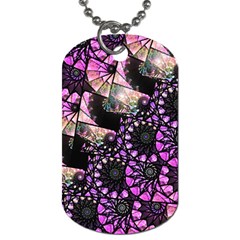 Hippy Fractal Spiral Stacks Dog Tag (two-sided)  by KirstenStar