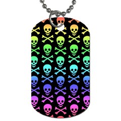 Rainbow Skull And Crossbones Pattern Dog Tag (two-sided)  by ArtistRoseanneJones