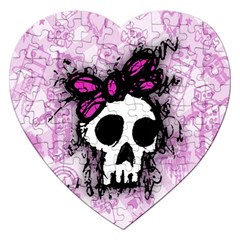 Sketched Skull Princess Jigsaw Puzzle (heart) by ArtistRoseanneJones