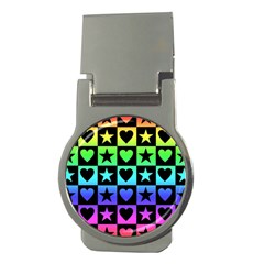 Rainbow Stars And Hearts Money Clip (round) by ArtistRoseanneJones