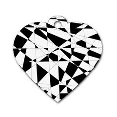 Shattered Life In Black & White Dog Tag Heart (one Sided)  by StuffOrSomething