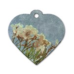 Floral Grunge Vintage Photo Dog Tag Heart (Two Sided) Front