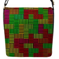 Colorful Stripes And Squares Flap Closure Messenger Bag (s) by LalyLauraFLM