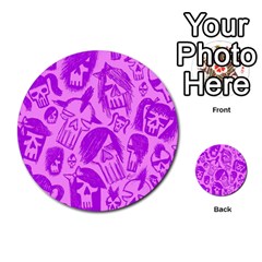 Purple Skull Sketches Multi-purpose Cards (round)  by ArtistRoseanneJones