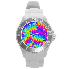 Amazing Acid Rainbow Round Plastic Sport Watch (l) by KirstenStar