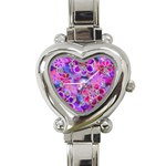 Pretty Floral Painting Heart Italian Charm Watch Front