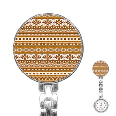Fancy Tribal Borders Golden Stainless Steel Nurses Watches by ImpressiveMoments