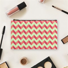 Modern Retro Chevron Patchwork Pattern Cosmetic Bag (medium)  by GardenOfOphir