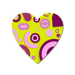 Florescent Yellow Pink Abstract  Heart Magnet by OCDesignss