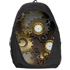 Steampunk, Golden Design With Clocks And Gears Backpack Bag by FantasyWorld7