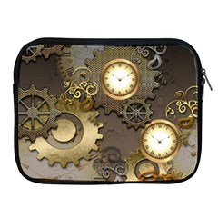 Steampunk, Golden Design With Clocks And Gears Apple Ipad 2/3/4 Zipper Cases by FantasyWorld7