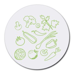 Green Vegetables Round Mousepads by Famous