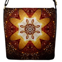 Elegant, Decorative Kaleidoskop In Gold And Red Flap Messenger Bag (s) by FantasyWorld7