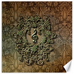 Elegant Clef With Floral Elements On A Background With Damasks Canvas 12  X 12   by FantasyWorld7