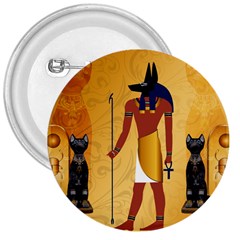 Anubis, Ancient Egyptian God Of The Dead Rituals  3  Buttons by FantasyWorld7