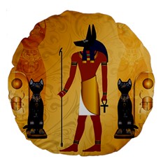 Anubis, Ancient Egyptian God Of The Dead Rituals  Large 18  Premium Round Cushions by FantasyWorld7