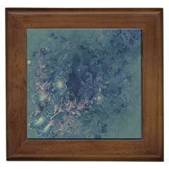 Vintage Floral In Blue Colors Framed Tiles by FantasyWorld7