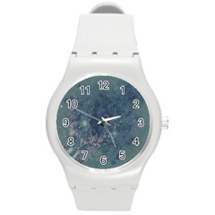 Vintage Floral In Blue Colors Round Plastic Sport Watch (m) by FantasyWorld7