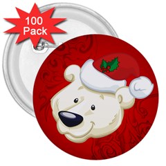 Funny Polar Bear 3  Buttons (100 Pack)  by FantasyWorld7