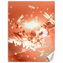 Amazing Flowers With Dragonflies Canvas 18  X 24   by FantasyWorld7