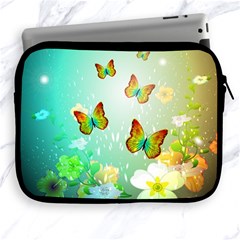 Flowers With Wonderful Butterflies Apple Ipad 2/3/4 Zipper Cases by FantasyWorld7