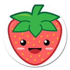 Kawaii Strawberry Magnet 5  (round) by KawaiiKawaii