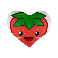 Kawaii Strawberry Standard 16  Premium Flano Heart Shape Cushions by KawaiiKawaii